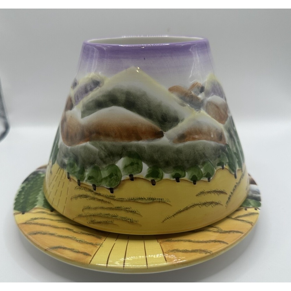 YANKEE CANDLE SHADE AND UNDER PLATE BASE~TUSCAN COUNTRYSIDE